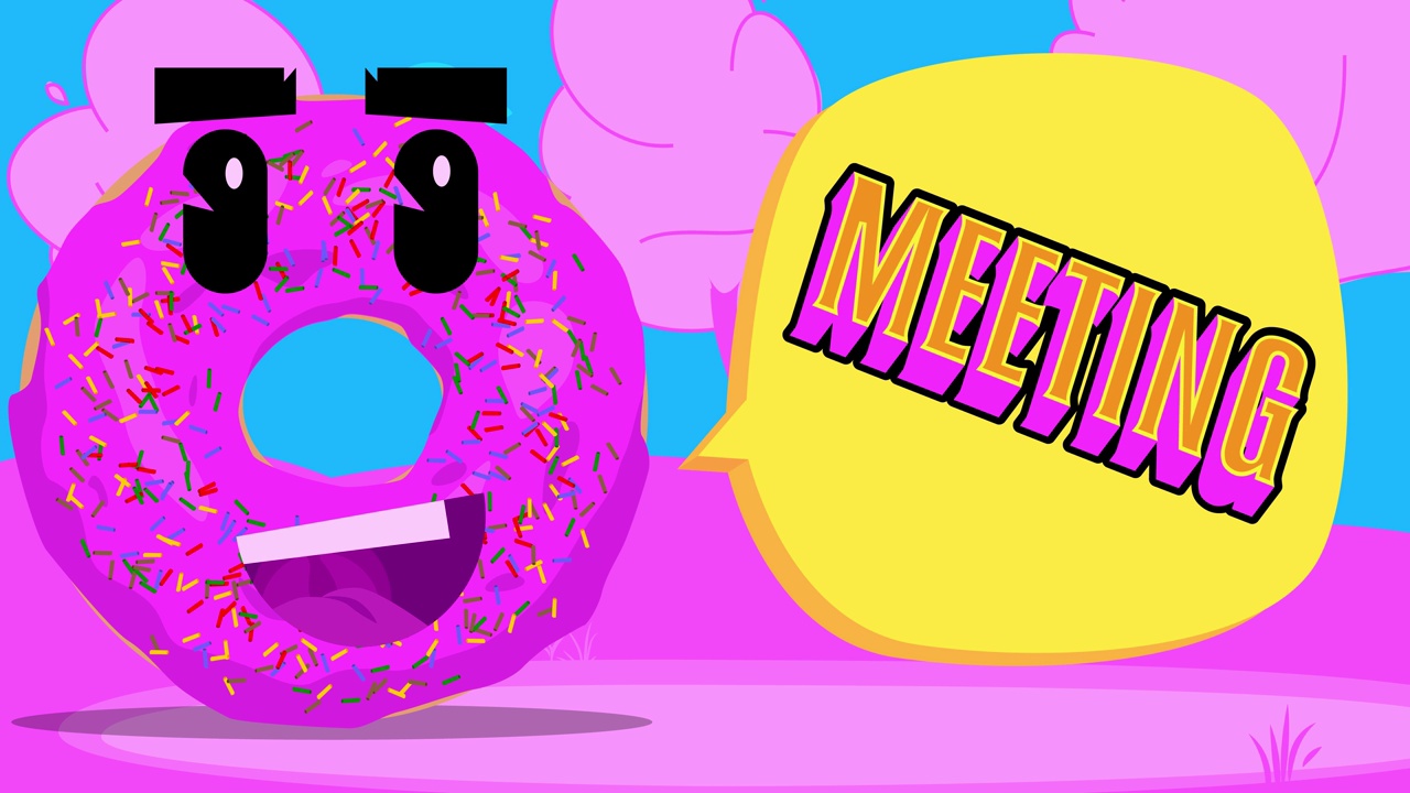 甜甜圈与会议文本在语音气泡。视频下载