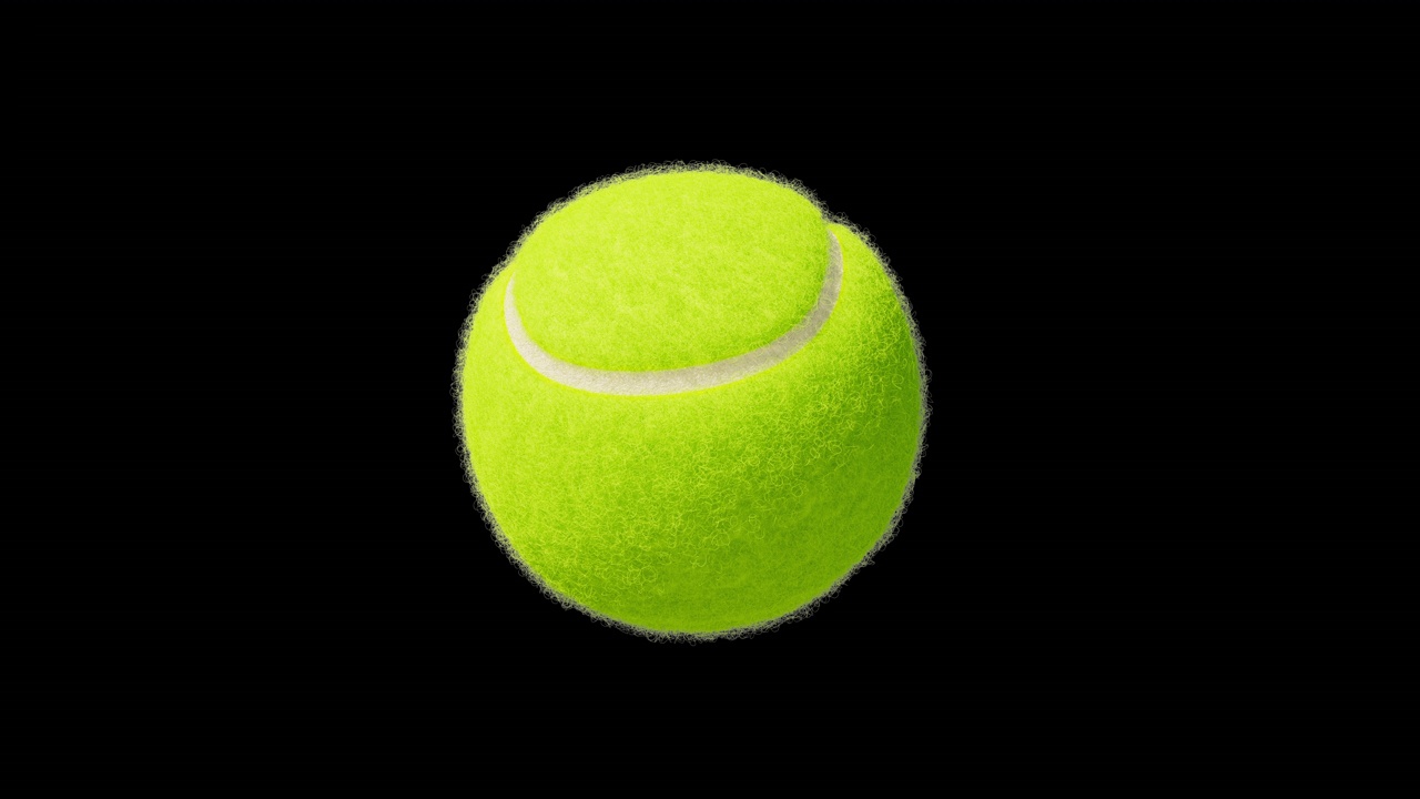 网球在蓝色和黑色背景上的慢动作击中相机特写。2个视频。漂亮的网球3d动画飞行球孤立绿幕。体育的概念视频下载