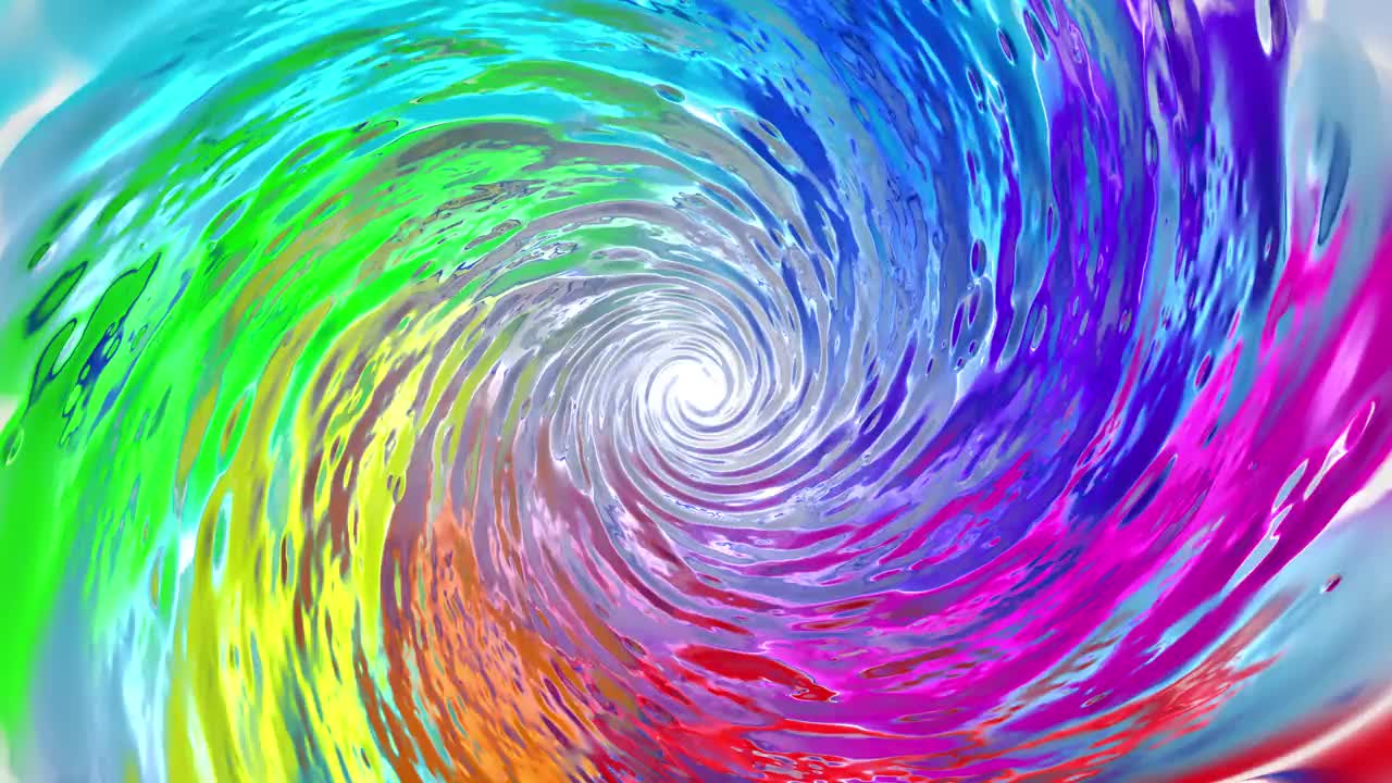 漩涡漩涡水视频动画与彩虹颜色里面，多色洗衣程序概念视频下载