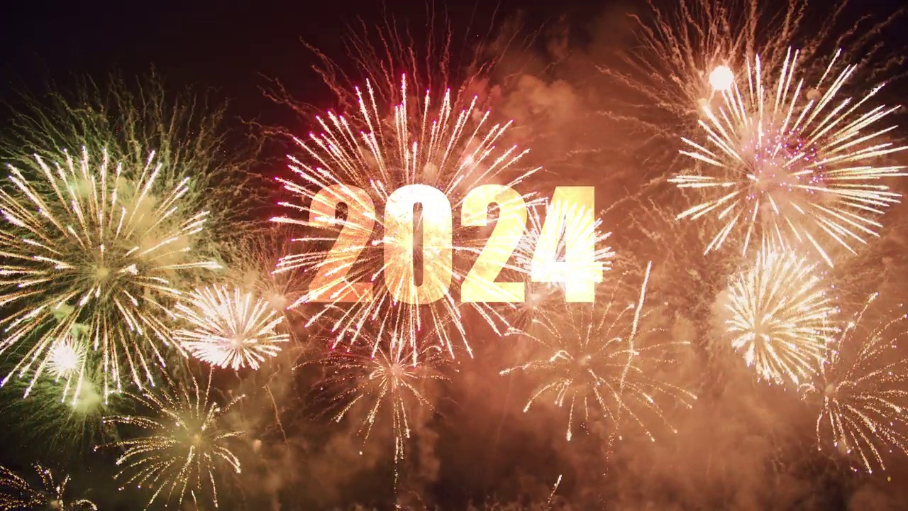 新年快乐，2024年烟花庆典视频购买