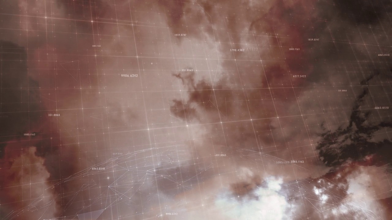 戏剧性的多云天空与计算机网络空间运动背景。视频下载