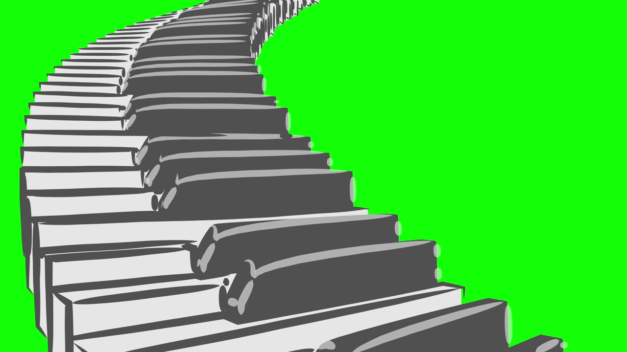 钢琴楼梯曲线环动漫风格图案C视频素材