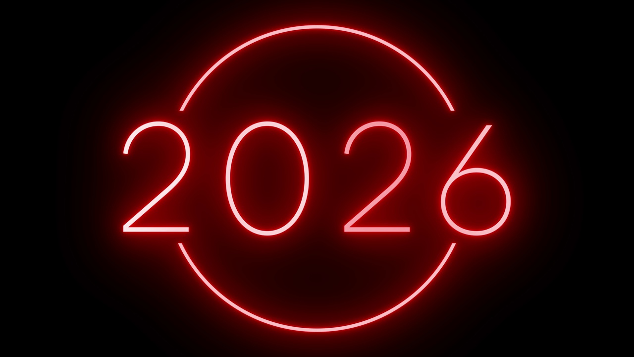 发光的红色复古霓虹灯标志2026视频下载