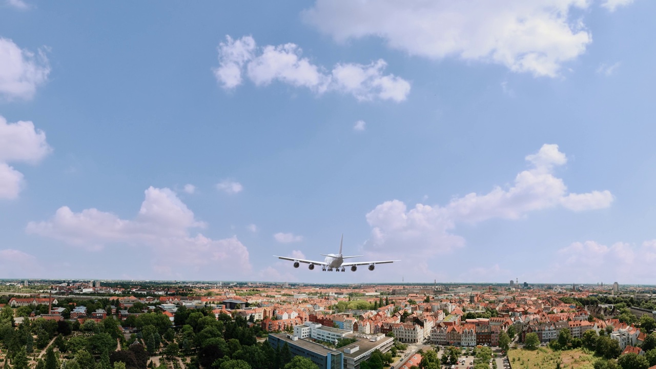 客机飞行和降落德国汉诺威。飞机的概念视频下载