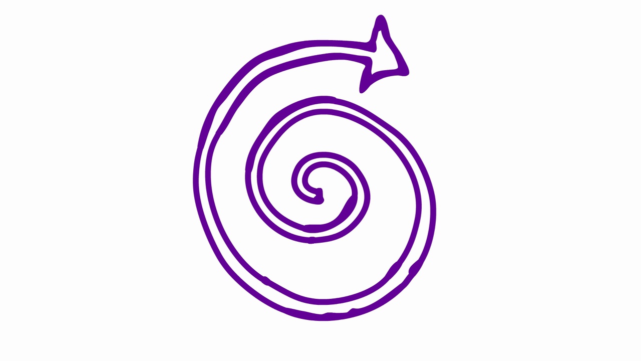螺旋箭头旋转的动画图标。紫色符号旋转。毛圈的视频。手绘矢量插图孤立在白色背景上。视频素材