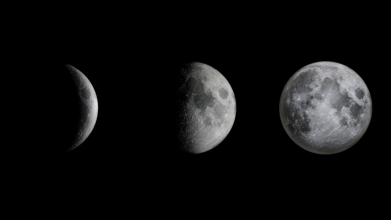月相从新月到满月。视频下载