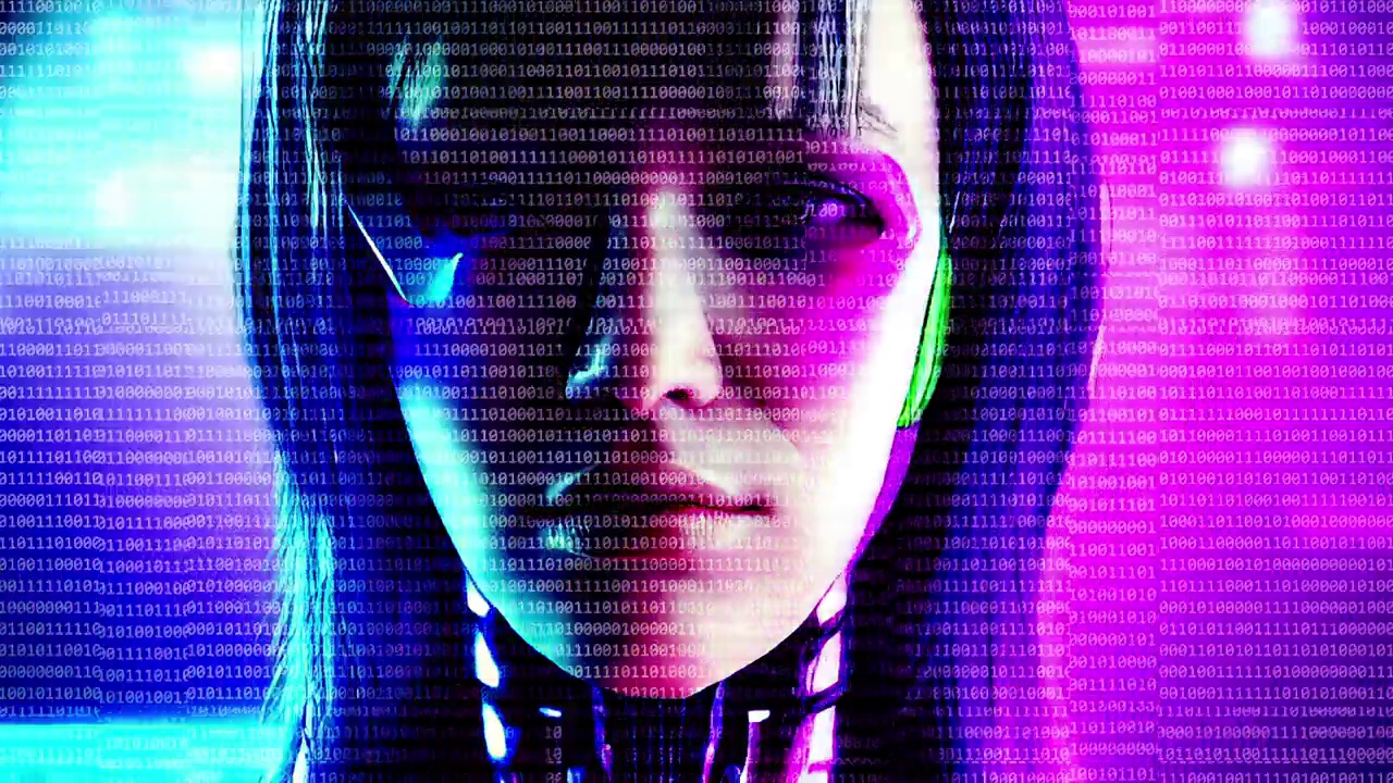 数字女性电子人科幻动画的数字世界视频下载