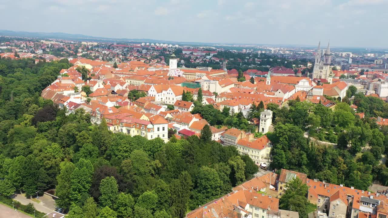 克罗地亚萨格勒布市区鸟瞰图。视频素材