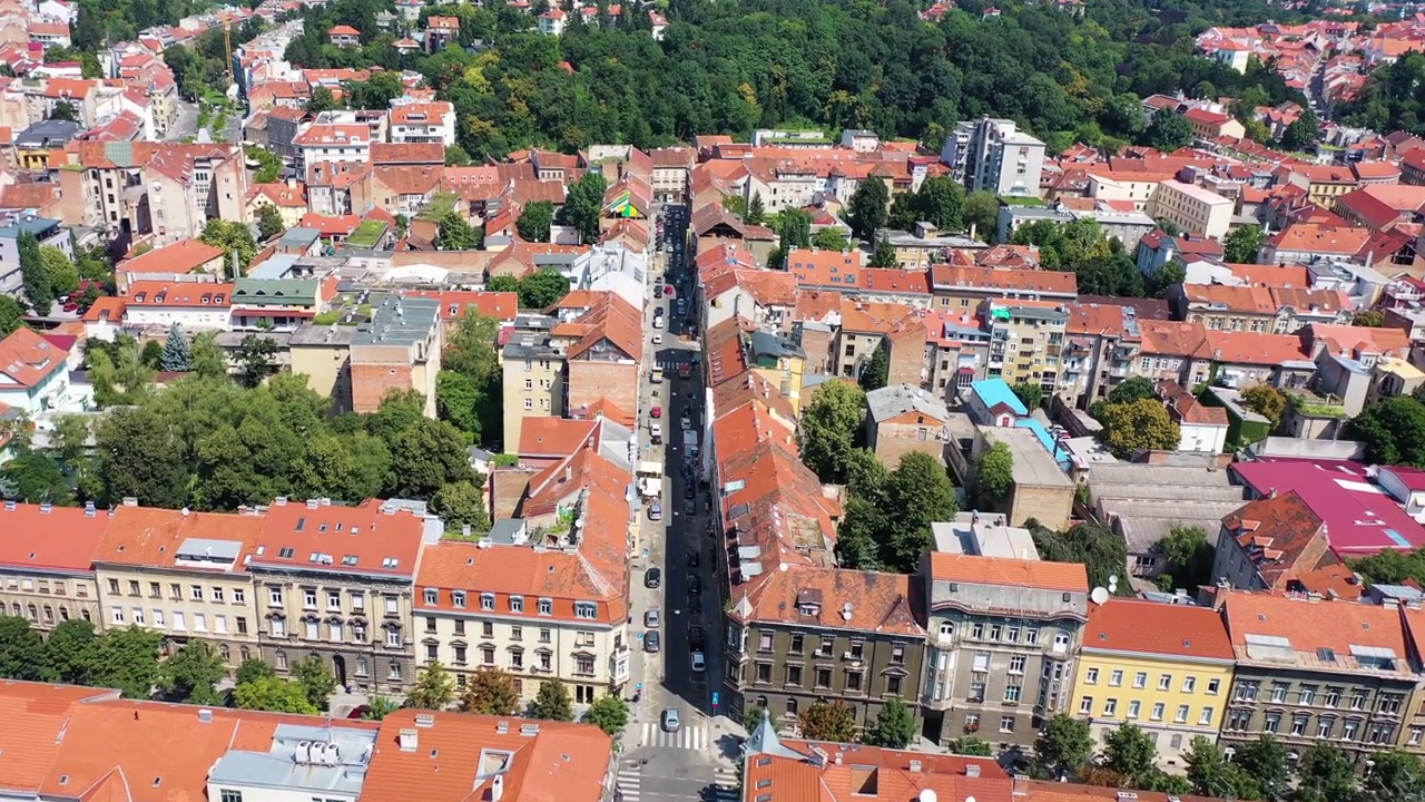 克罗地亚萨格勒布市区鸟瞰图。视频素材
