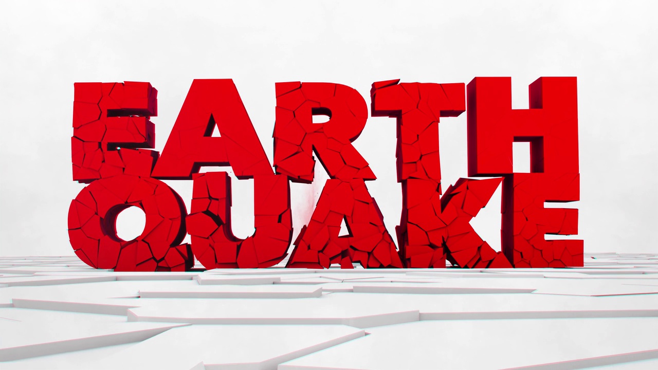 尘土飞扬的3D渲染破碎的地震排版插图背景视频素材