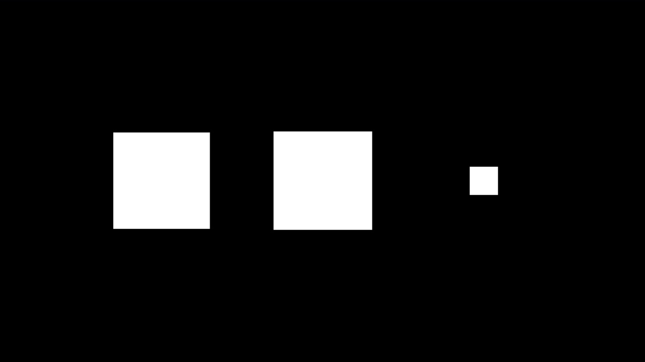 三个方形形状在黑色背景上缩放，加载循环动画视频素材
