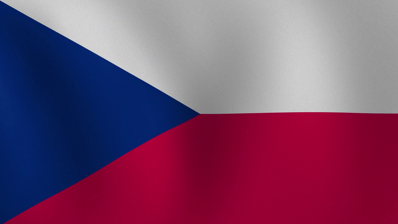 捷克共和国国旗飘扬，特写背景。动画视频下载