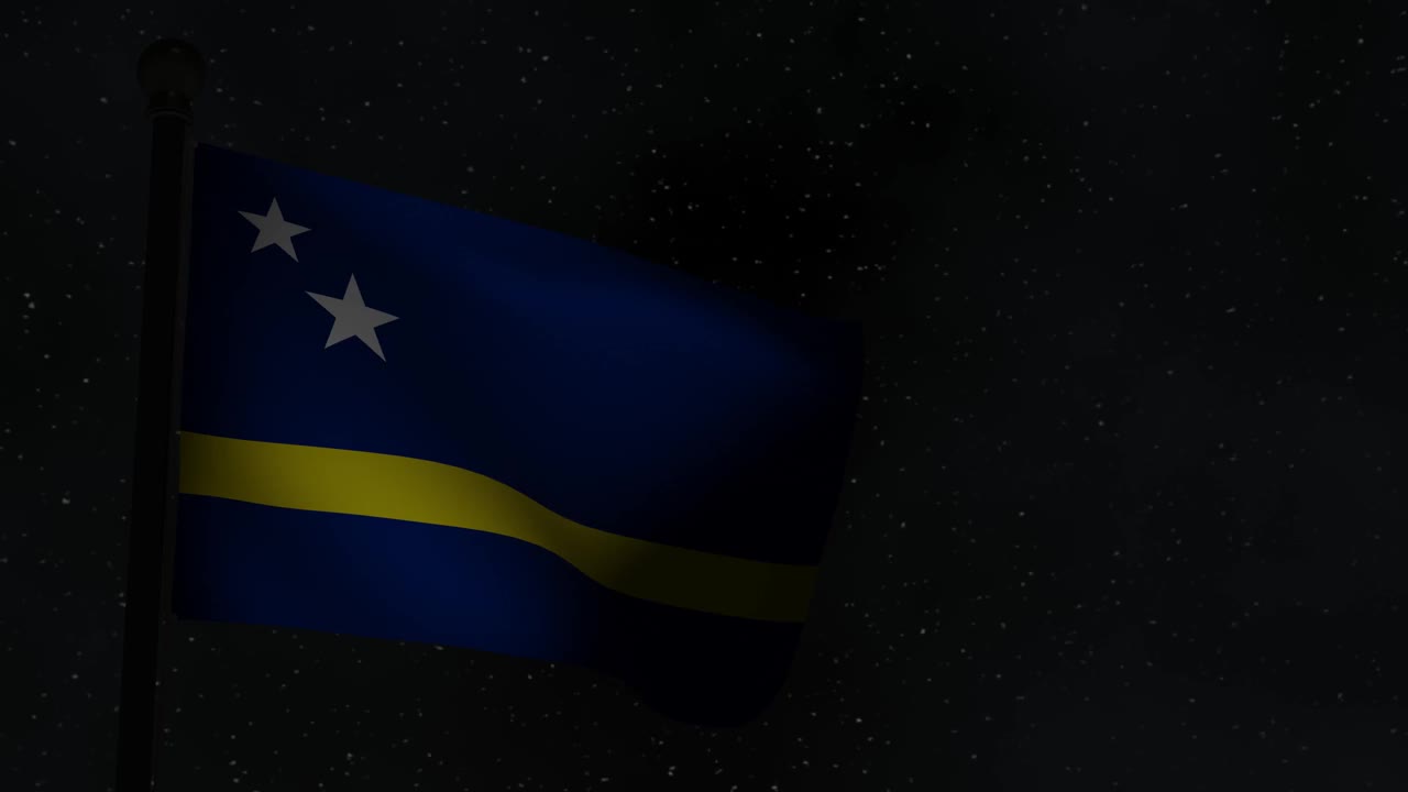 动画无缝循环国旗在夜间-库拉索岛视频下载