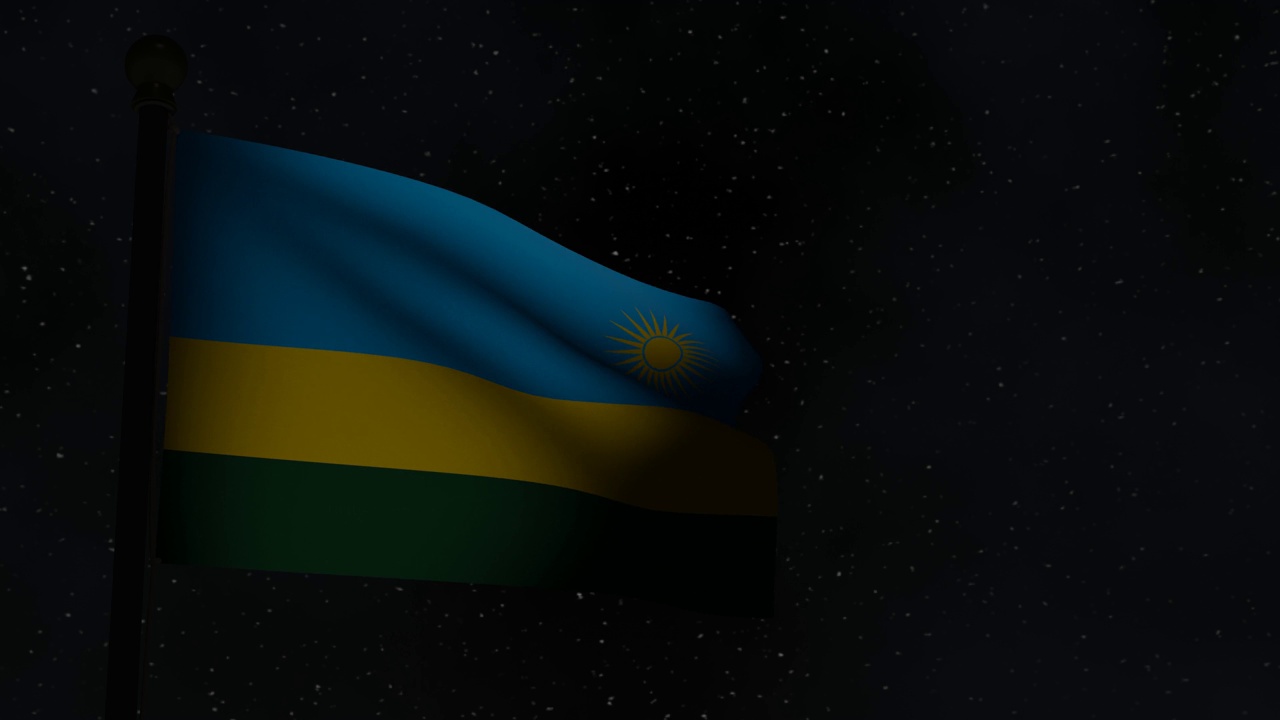 动画无缝循环国旗在夜间-卢旺达视频下载