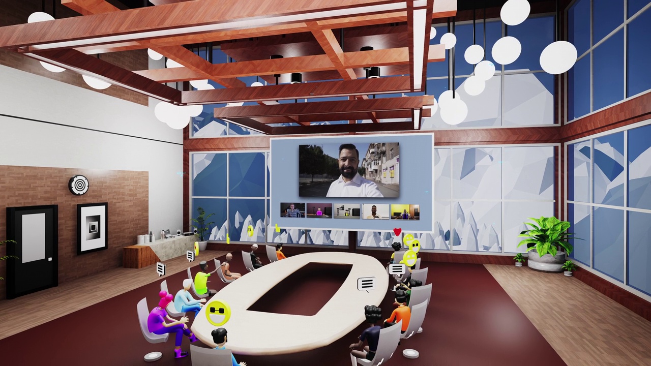 未来虚拟办公室的商务会议视频下载