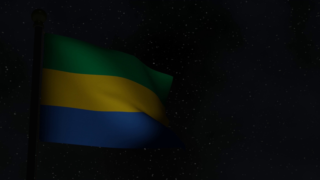 动画无缝循环国旗在夜晚-加蓬视频下载