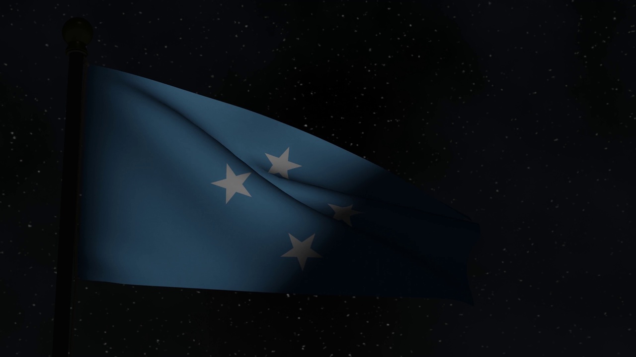 动画无缝循环国旗在夜间-密克罗尼西亚联邦视频下载