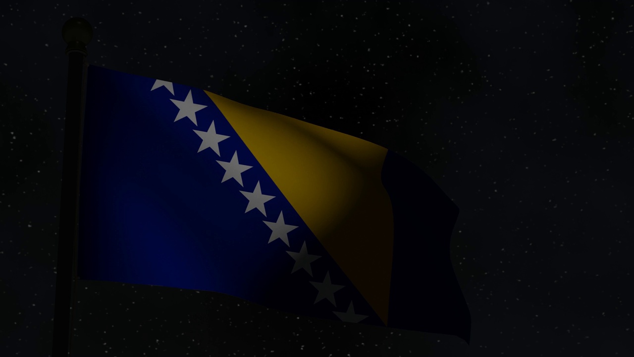 动画无缝循环国旗在夜晚-波斯尼亚和黑塞哥维那视频下载