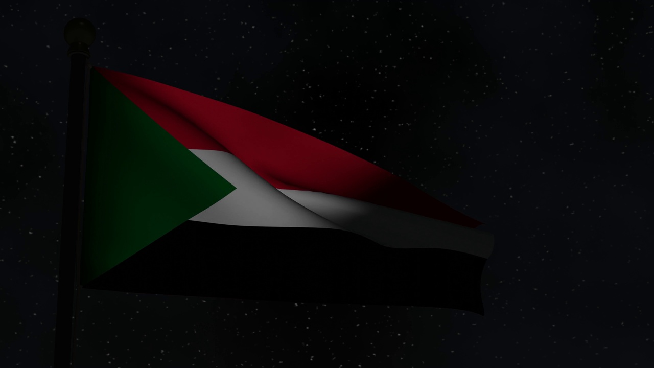 动画无缝循环国旗在夜间-苏丹视频下载