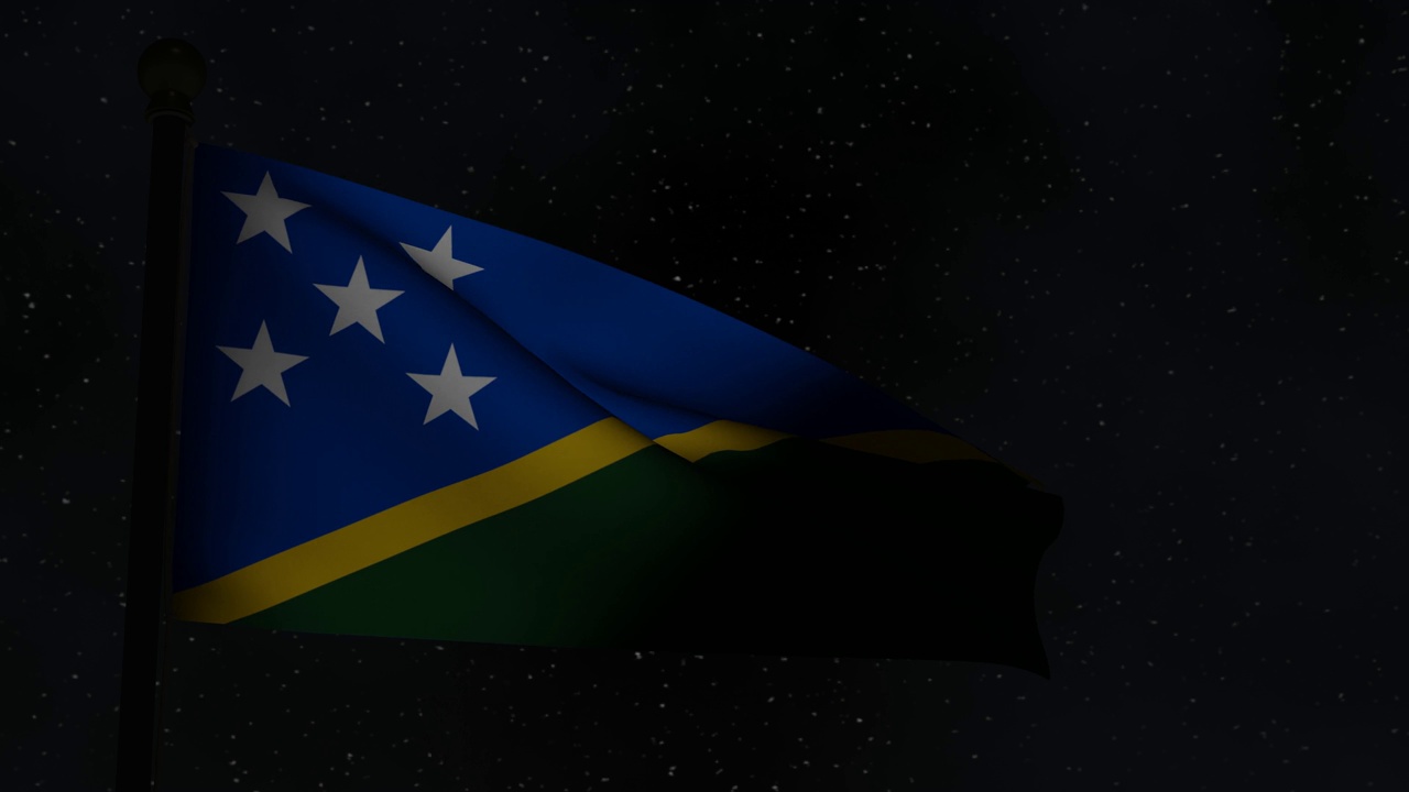 动画无缝循环国旗在夜间-所罗门群岛视频下载