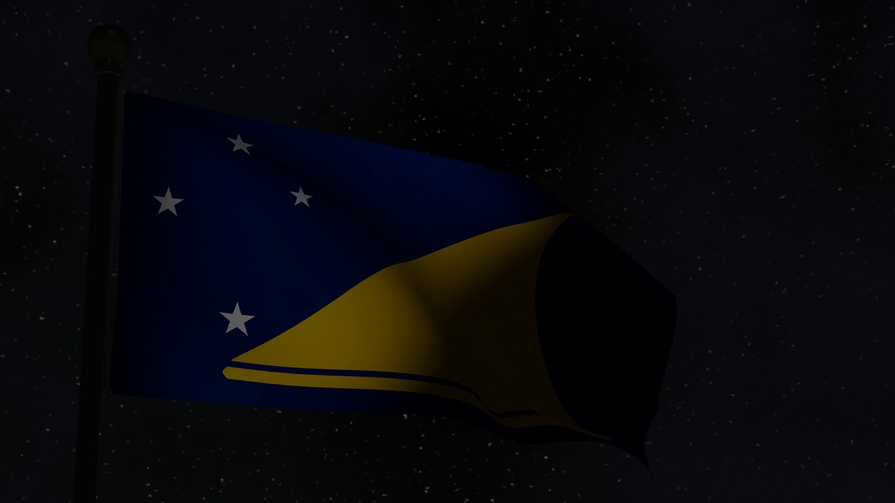 动画无缝循环国旗在夜间-托克劳视频下载