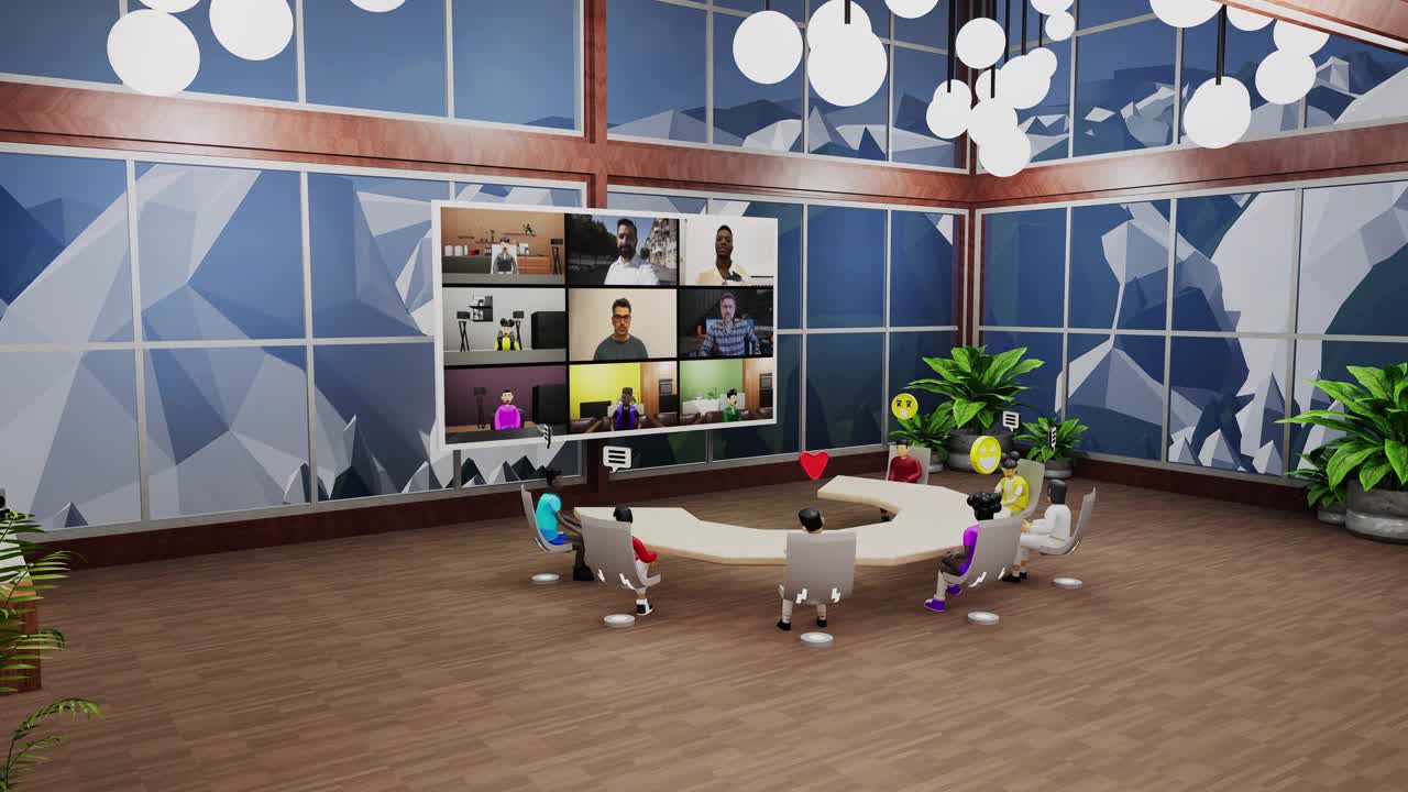 在虚拟办公室会议的3D化身视频下载