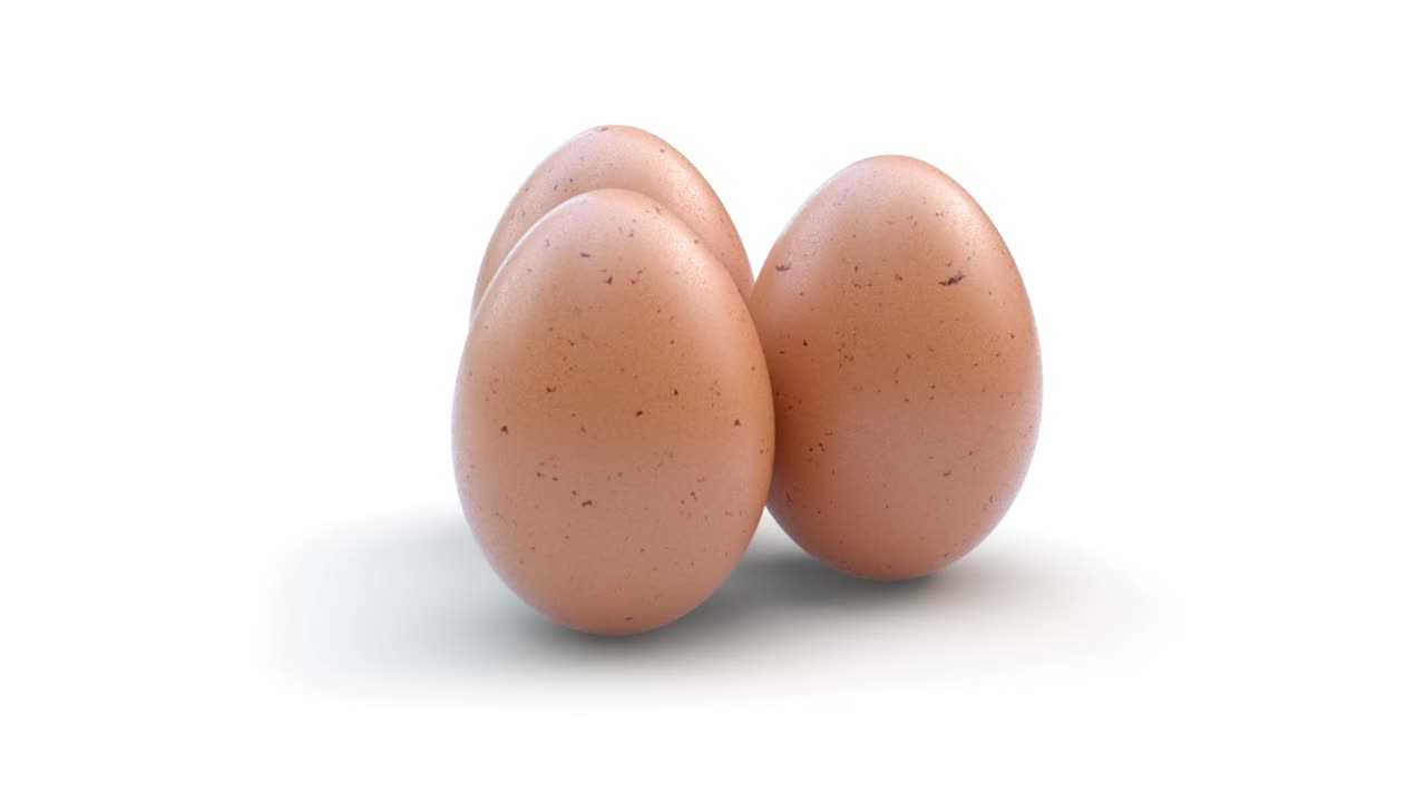 慢动作鸡蛋是滚动孤立的白色背景，鸡蛋的中性值。复活节彩蛋背景。视频下载