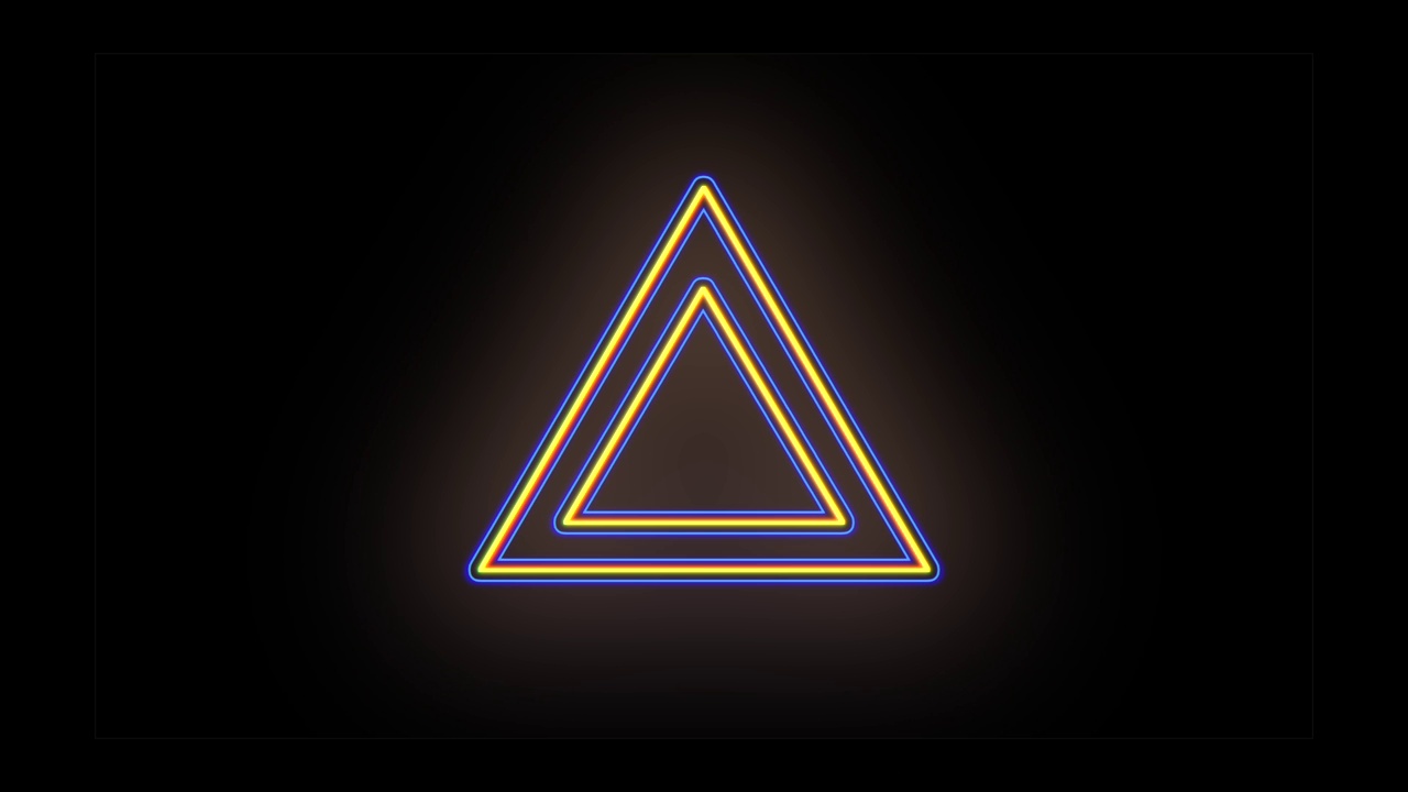 霓虹灯几何三角形图案与霓虹灯脉冲光视频下载