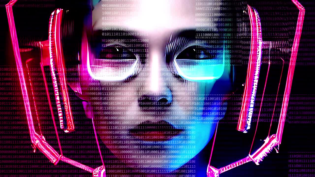数字女性电子人科幻动画的数字世界视频下载