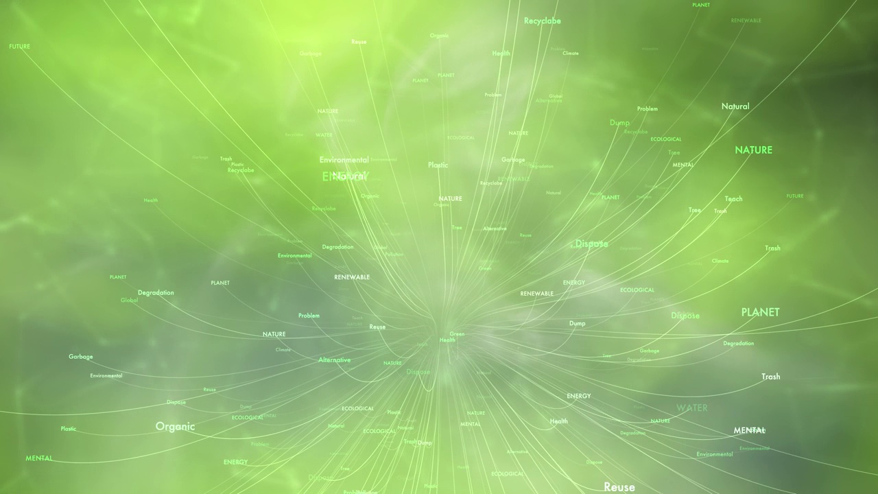 色彩鲜艳的绿色生态字云动画背景视频素材