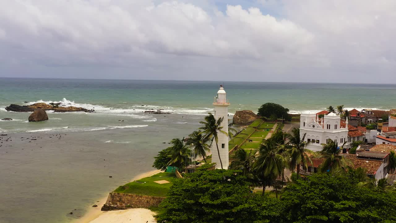 斯里兰卡，加勒，荷兰堡垒，灯塔。视频素材
