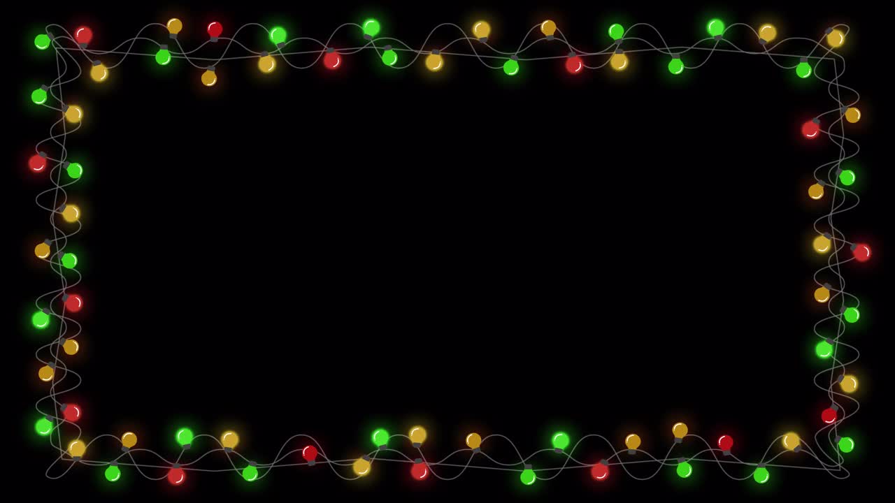 圣诞彩灯的花环，有单独的灯泡和alpha频道视频素材