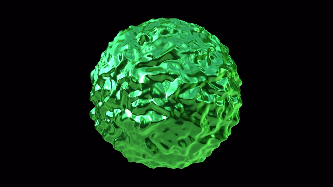 凹凸不平的绿色金属液体球视频下载