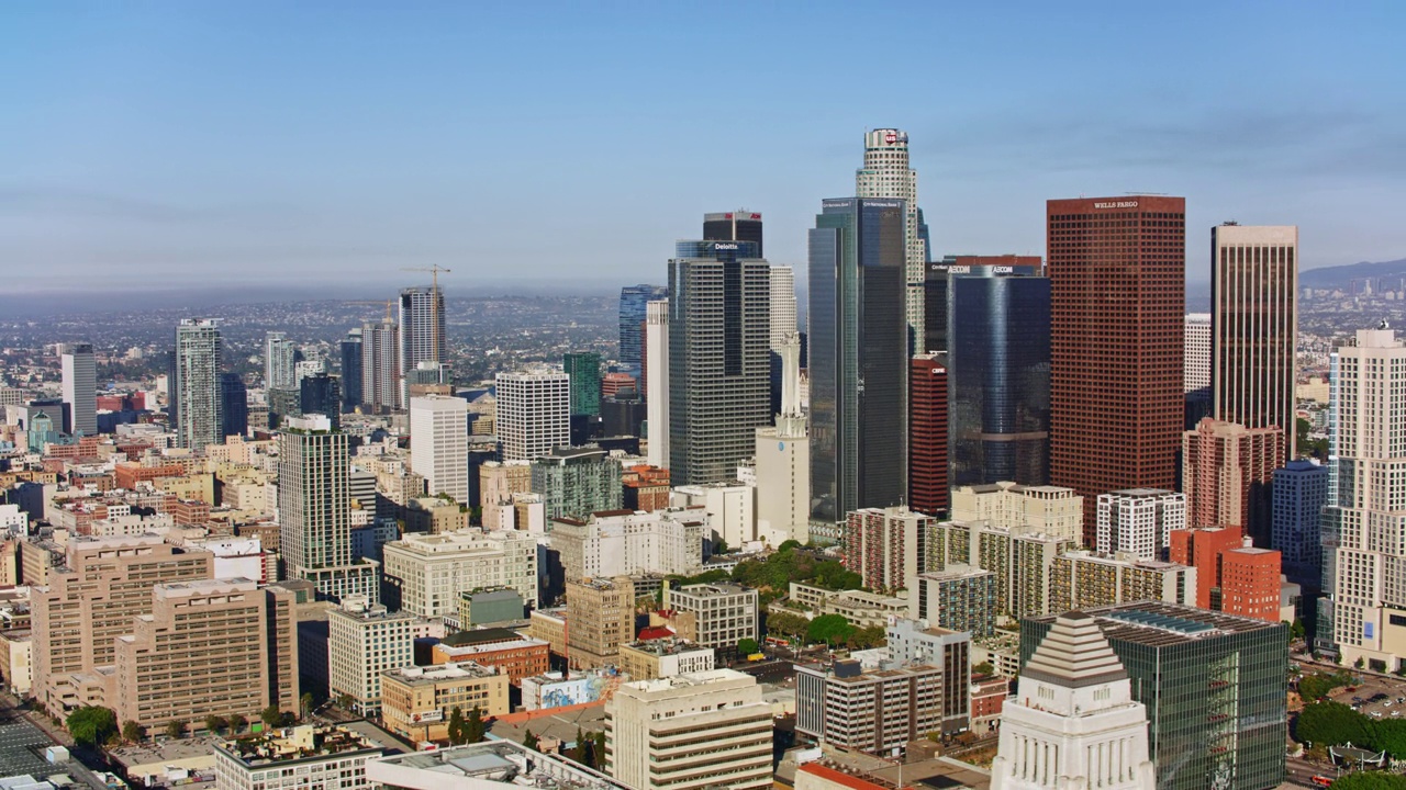 洛杉矶的空中金融区，CA从市民中心视频素材