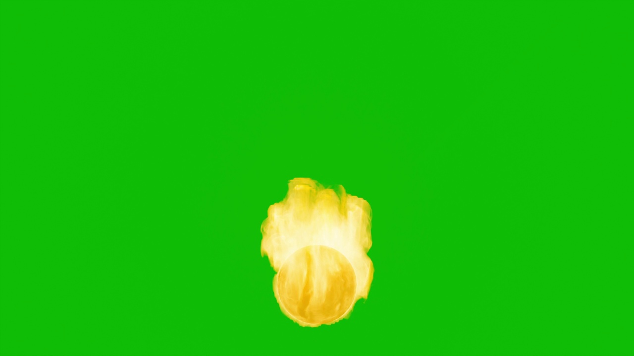 火球在绿屏上燃烧，孤立的火焰。视频下载