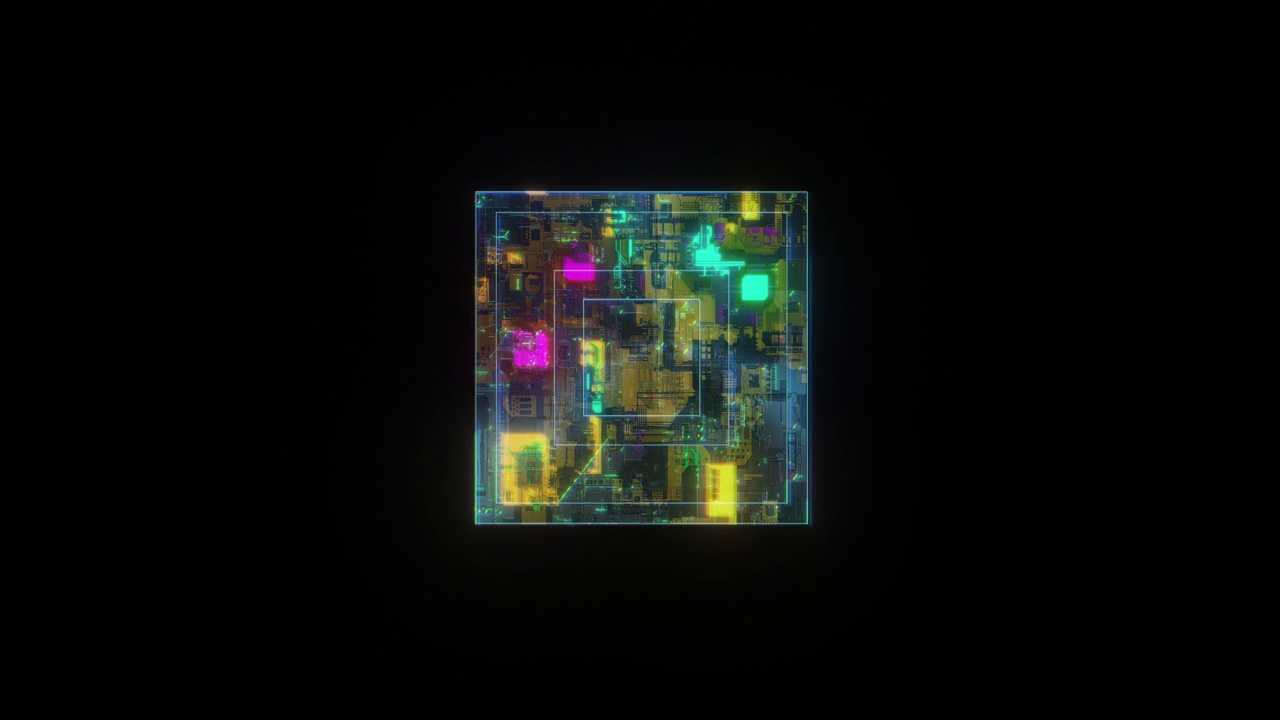 黑色背景的未来CPU设计元素视频素材