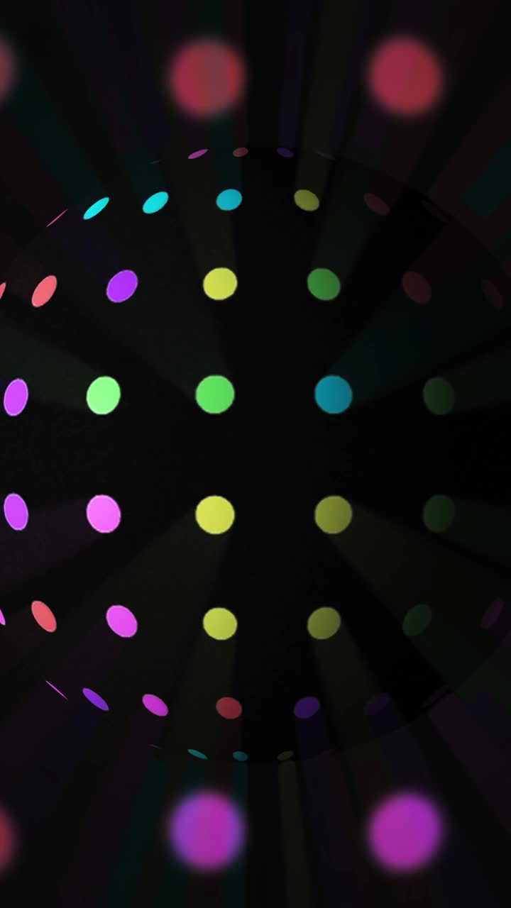 彩色闪亮的迪斯科球，派对迪斯科之夜，音乐和事件，垂直9 16格式，智能手机，病毒视频，社交媒体视频下载
