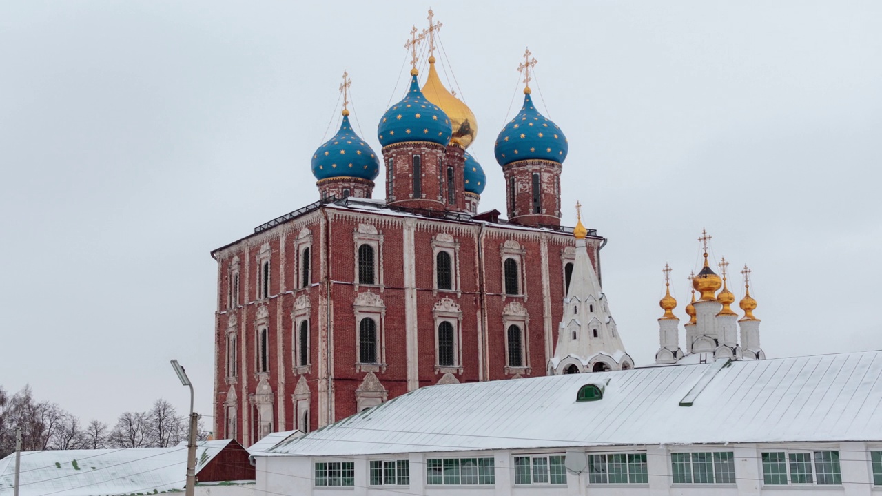 梁赞克里姆林宫和圣母升天大教堂，俄罗斯视频下载