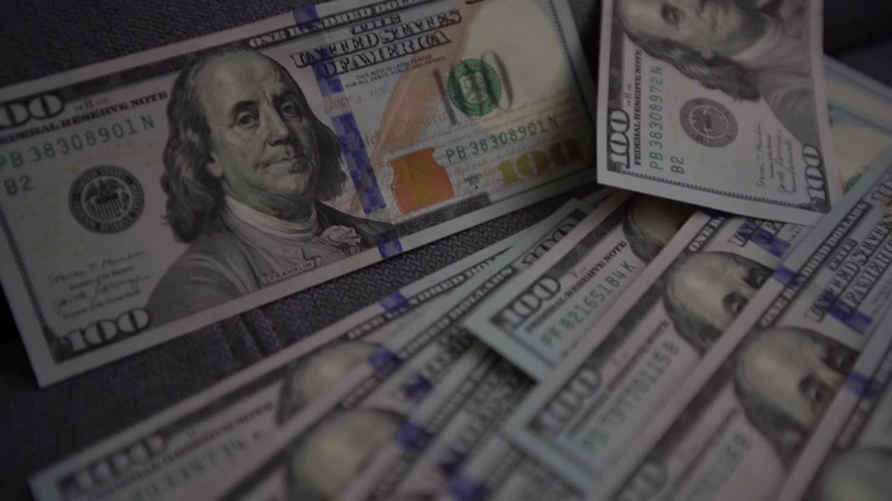 货币背景美国百元钞票视频素材