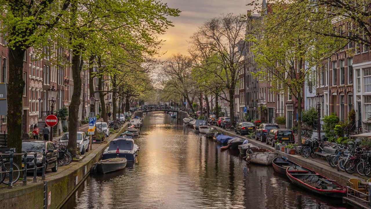 荷兰阿姆斯特丹的运河视频下载