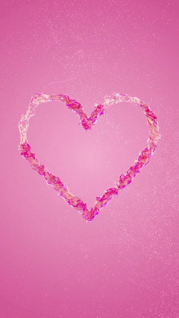 粉红色液体心脏旋转在粉红色散景背景视频素材