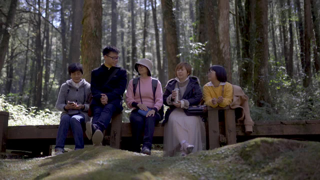 亚洲华人家庭到台湾阿里山森林旅游视频下载