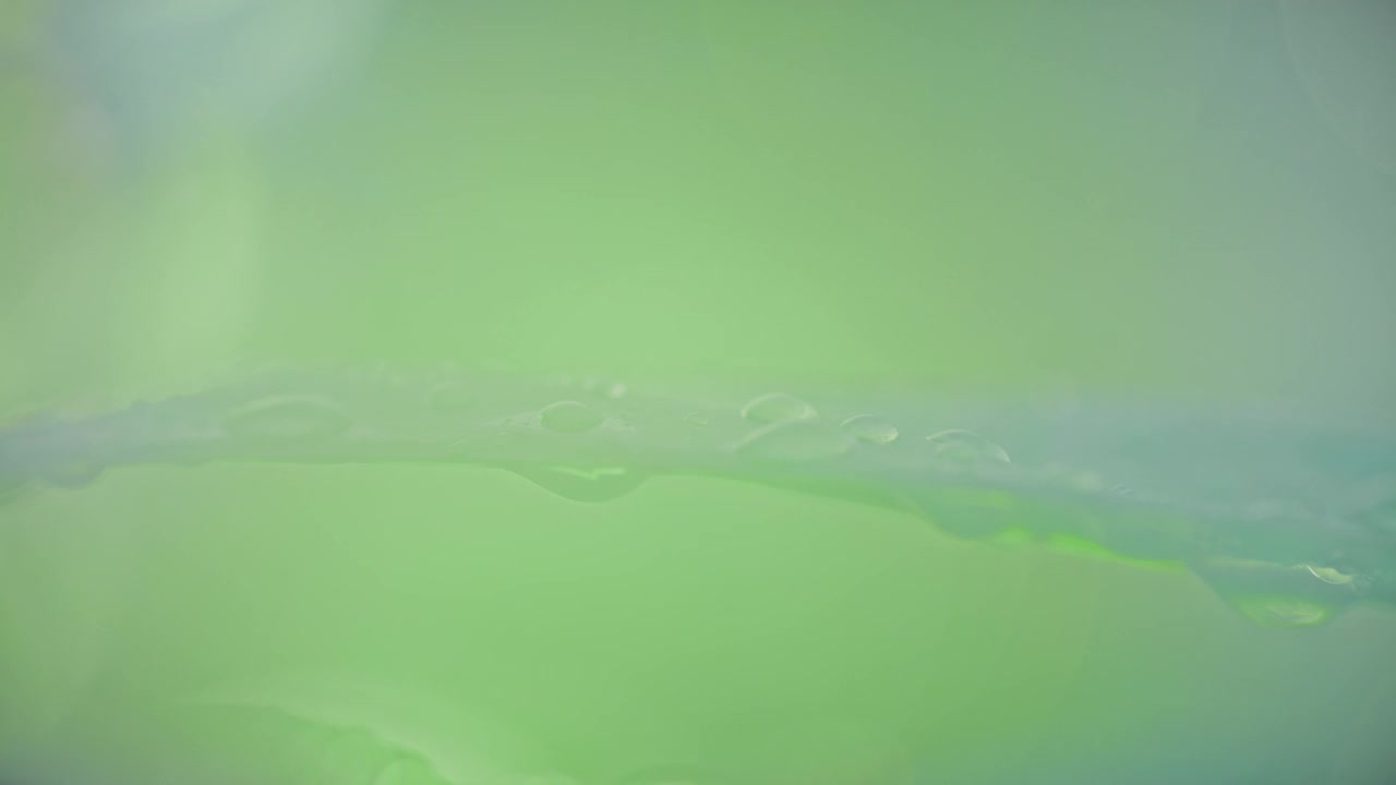 超慢动作的水滴在潮湿的绿叶上视频素材