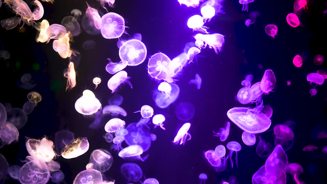 彩色水母在水族馆的水下移动。视频下载