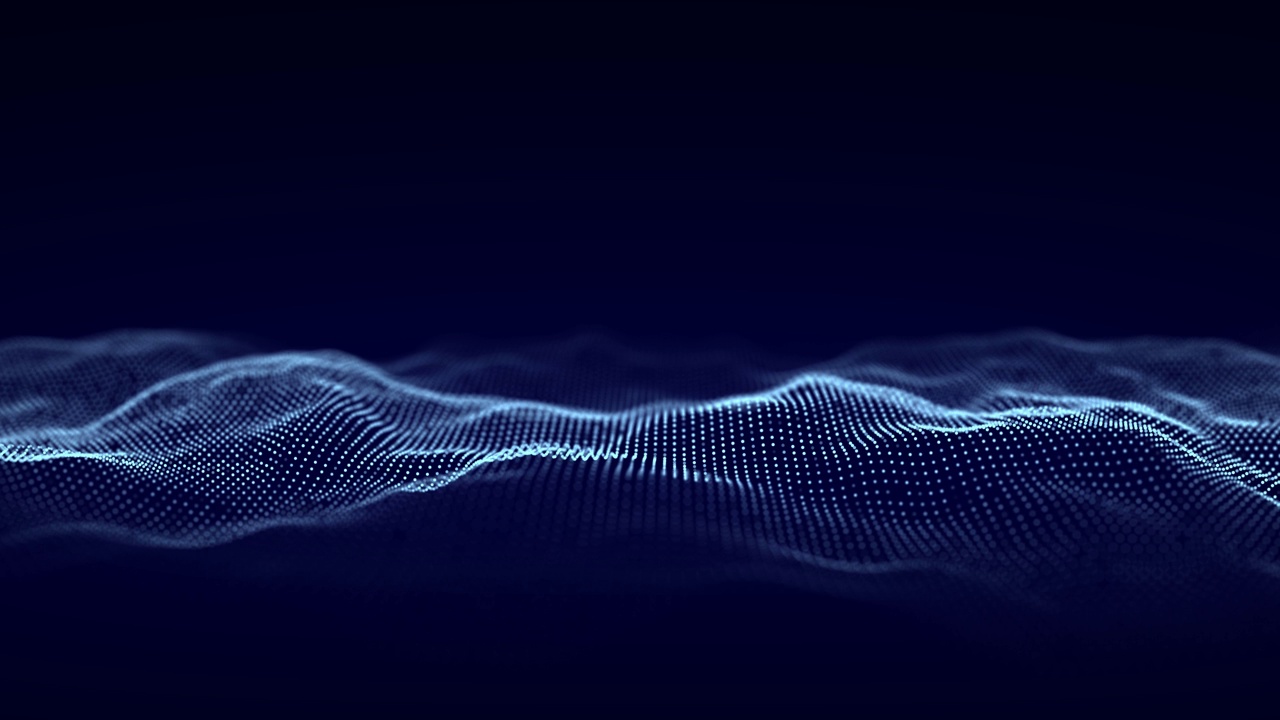 粒子的音乐波。大数据可视化。抽象的蓝色背景与动态波。3 d渲染。视频下载