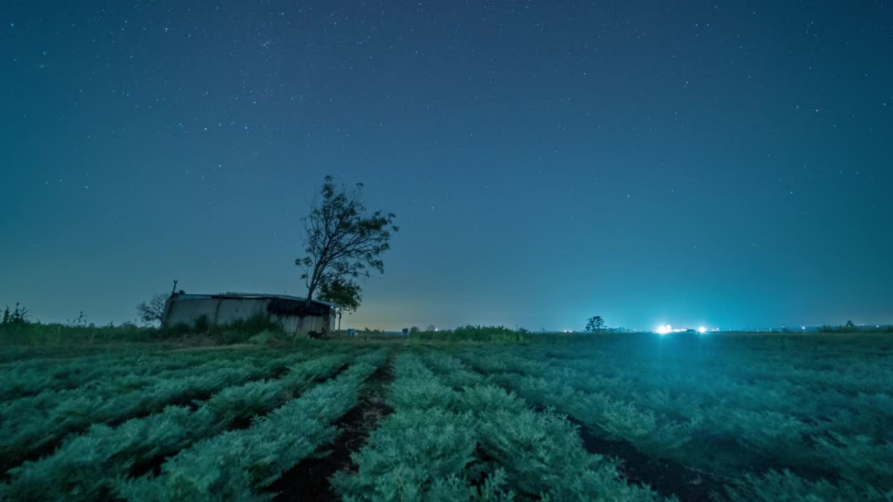 从印度的一个乡村拍摄的围绕北极星旋转的星星的时间流逝视频下载