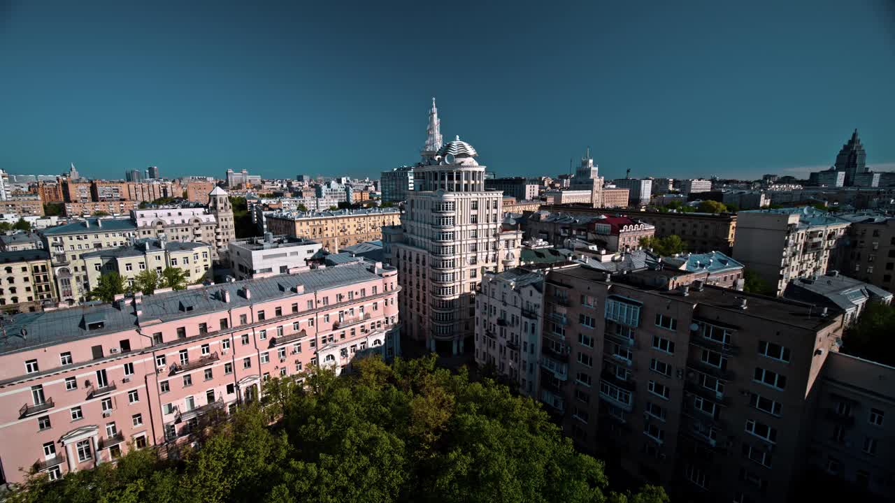 莫斯科城市和办公商业大楼的鸟瞰图。视频下载