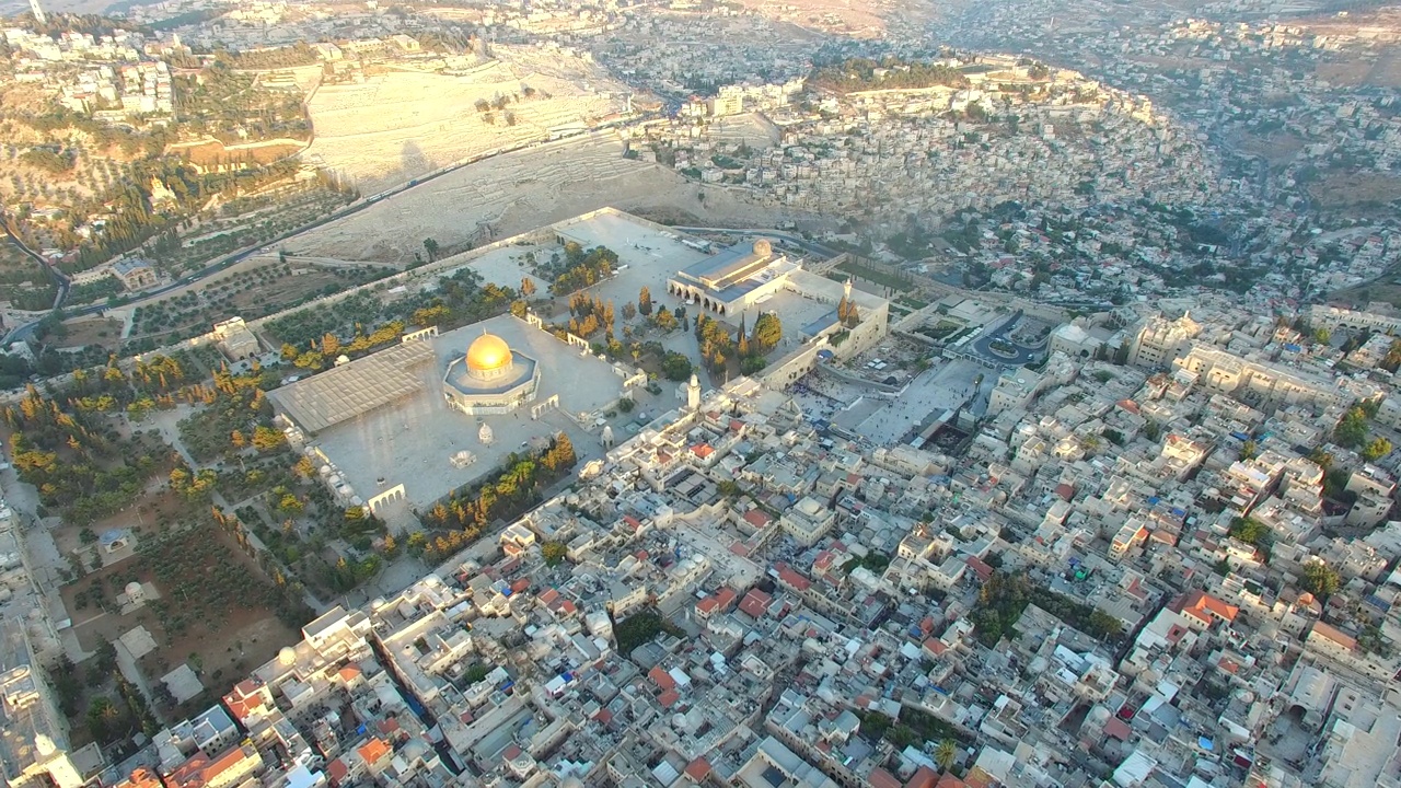 以色列耶路撒冷，靠近圆顶岩石(圣殿)的市中心视频下载