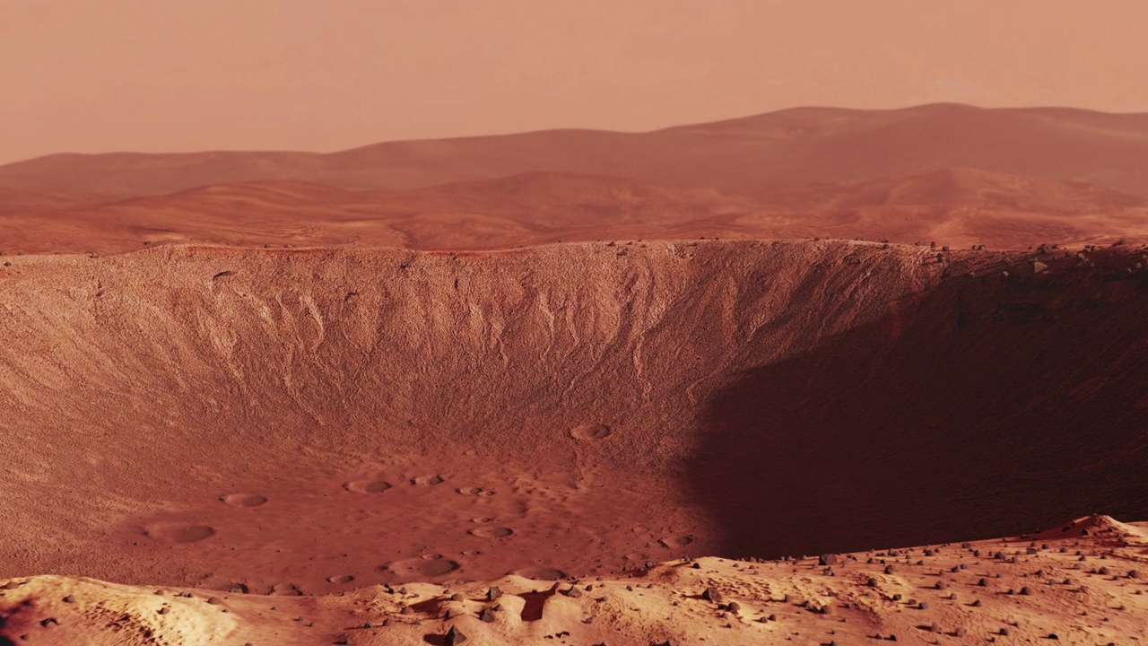 探索火星上的陨石坑，动画视频下载