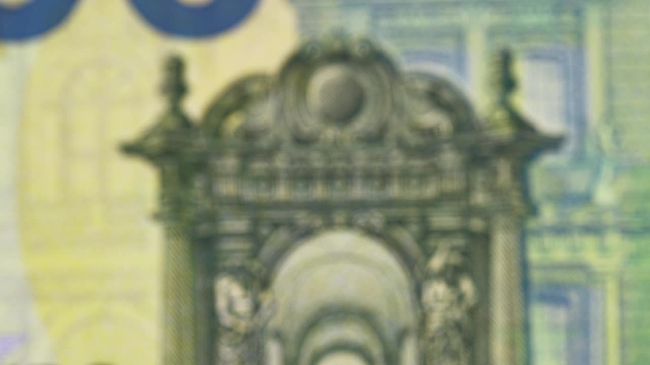 欧盟100欧元纸币特写视频素材